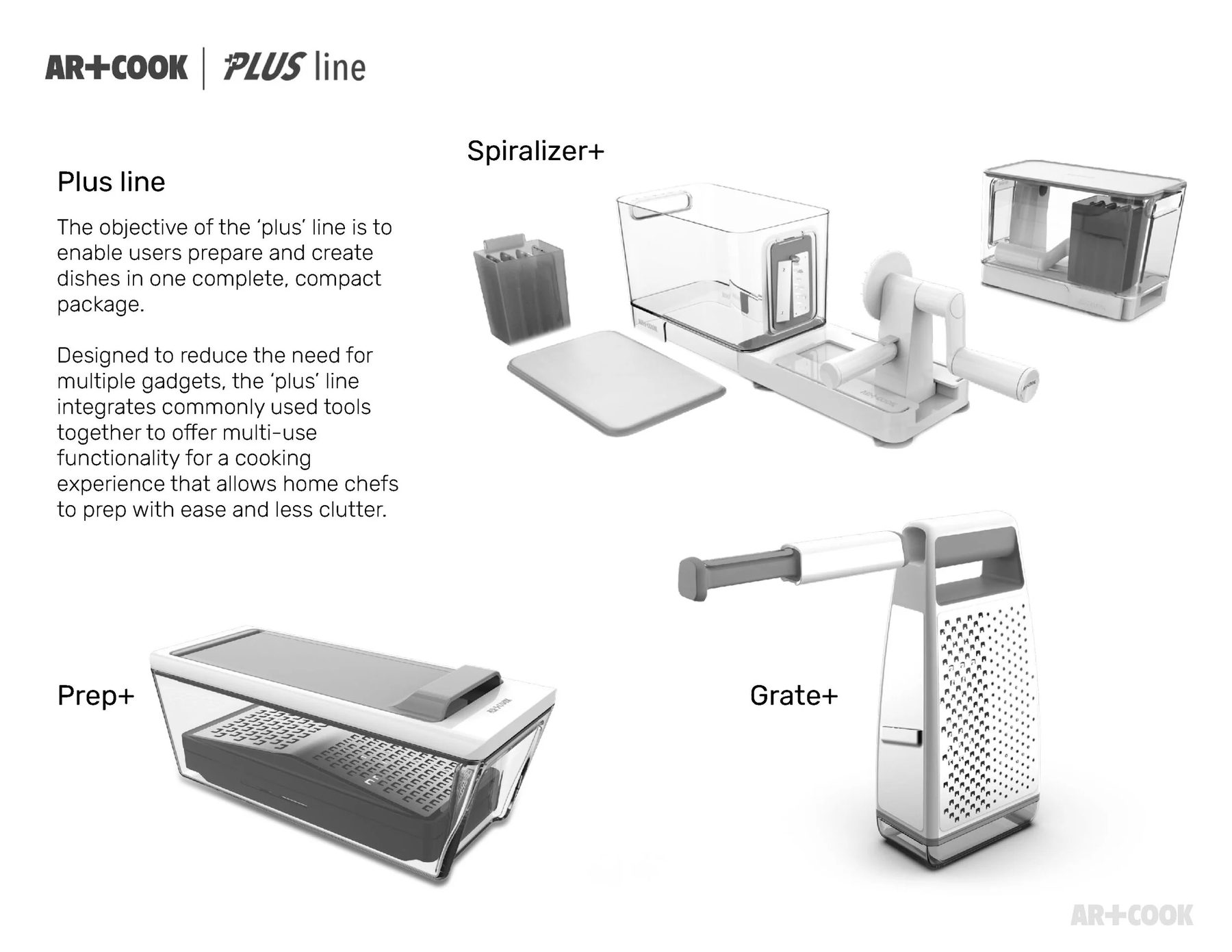 Art+Cook Plus line overview — Spiralizer+, Prep+, and Grate+