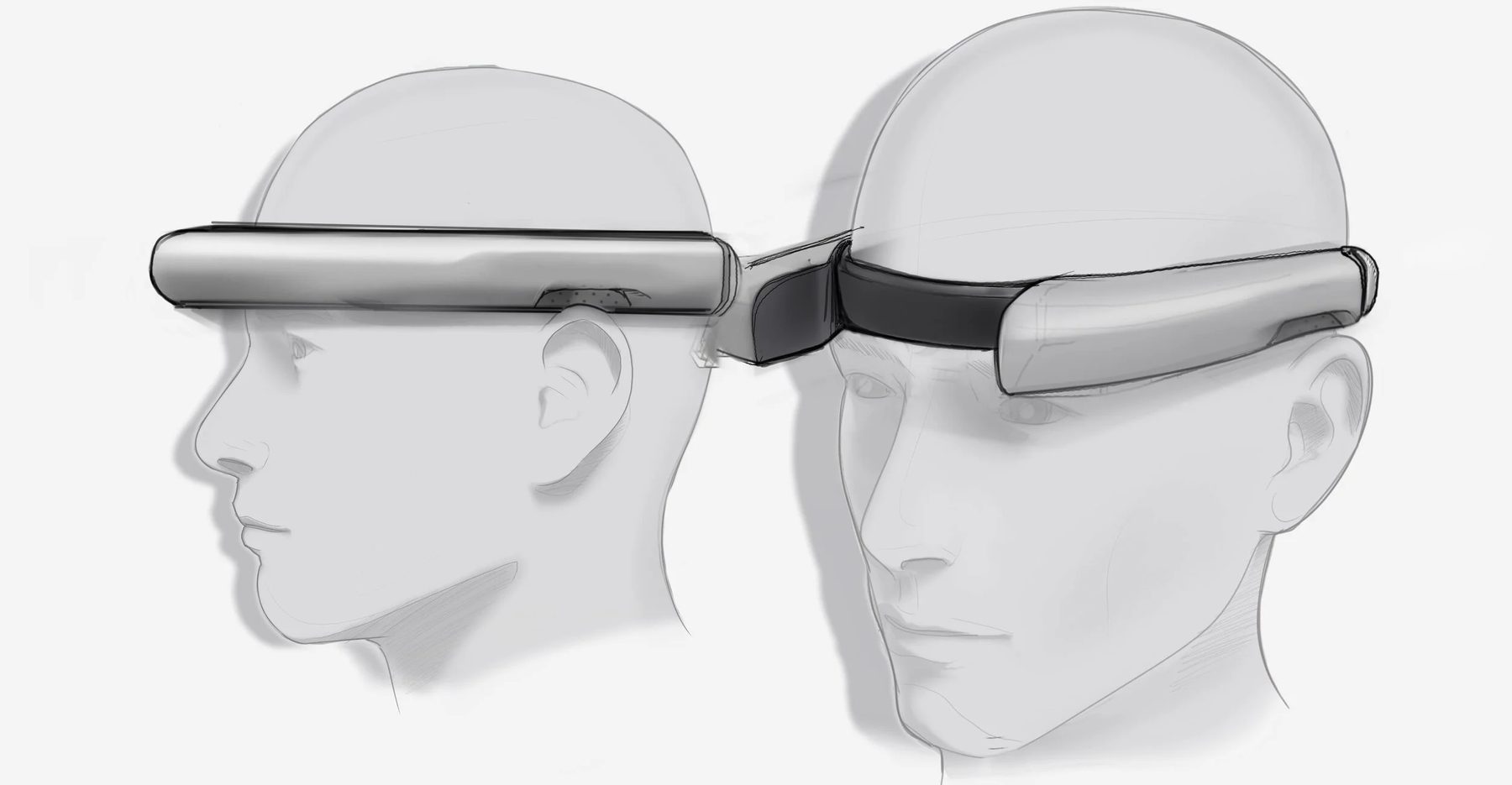TREV neuro headset form refinement — full-band silhouette